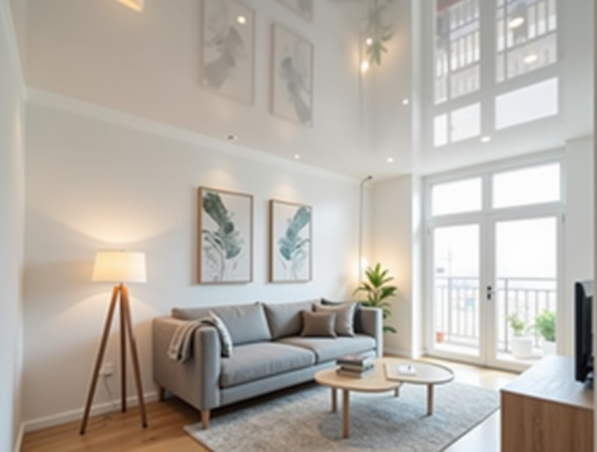 Глянцевый натяжной потолок